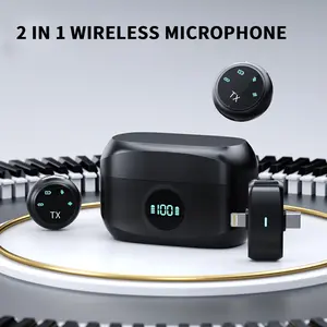 P11 PRO Wireless Microphone 2-In-1 Magnetic Clip On Mic Wireless Lavalier Mikrofon HP Plug & Play Lavalier Mikrofon 2.4GHz Ultrakompak Wireless Microphone Dan Charging Case Mic Wireless for Youtube Vlog Tiktok Live Streaming mik  kecil