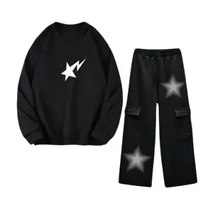 Setelan Crewneck Pria Dewasa Celana Cargo Panjang We e.Go 1 Set Style Skena Gaya Korean Paket Bundling Suitwear Cowok Party Formal Unisex Sweater Panjang stecu outfit one