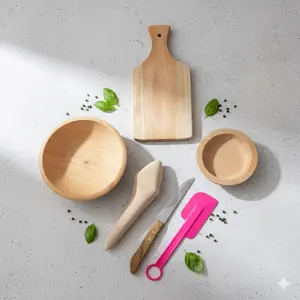 Paket Kumplit Set Cobek Kayu 6 in 1 Kichenware Alat Dapur Talenan Kitchenware Pisau spatula Plastik Bahan Kayu Mahoni Foodgrade