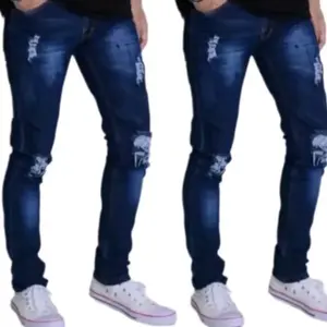 CELANA JEANS TERBARU SOBEK FASHION TERBARU KEKINIAN CELANA PANJANG PRIA DEWASA CELANA JEANS ANAK MUDA JAMAN NOW Skinny Melar Denim Fit Stretch kasual regular Trousers Standar Slimfit Cowok Hitam atletis polos navy Elegant Steampunk S
