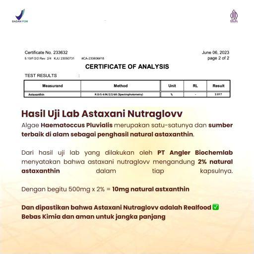 Astaxani Nutraglow Astaxanthin 30 Kapsul BPOM - Natural Mikroalgae Haematococcus Pluvialis untuk Anti Keriput & Kulit Sehat Cerah Kenyal Astaxani Nutraglow Astaxanthin 30 Kapsul BPOM - Natural Mikroalgae Haematococcus Pluvialis untuk Anti Keriput & Kulit Sehat Cerah Kenyal