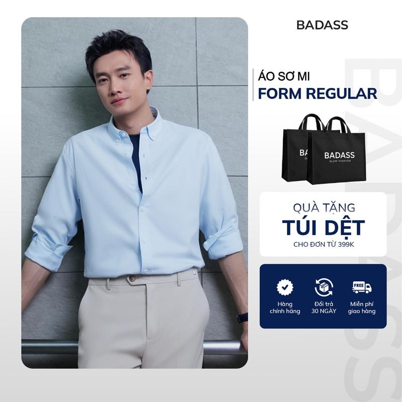 Áo sơ mi oxford nam BADASS cổ Buttondown hiện đại đứng form cotton mát thấm hút form Relax rộng thoải mái trẻ trung- SHDOL703