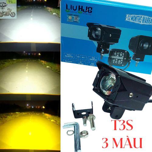  Đèn Trợ Sáng T3S -3 màu Hàng Cao cấp Có đường cắt chống chói Có pha màn chập Công suất 50 w Điện 12-24V 