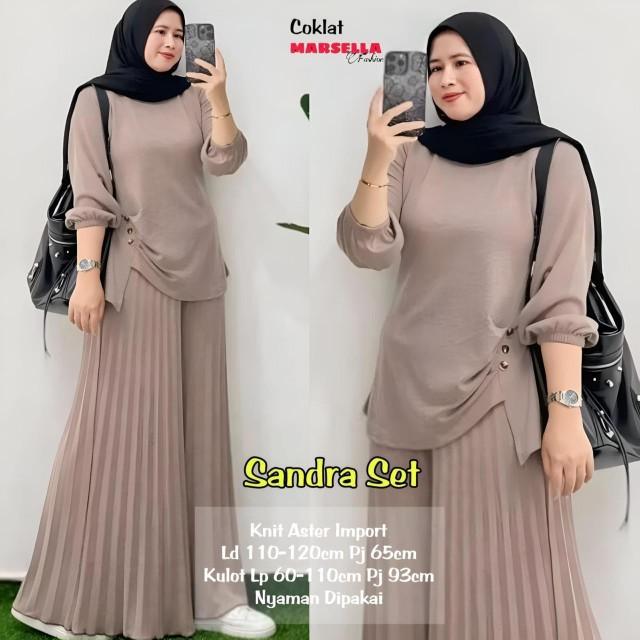 Product Introduction of Pakaian setelan wanita bahan knit aster import LD 110-120 cm lengan panjang celana kulot plisket nyaman dipakai bestseller Sandra set Adra set by Vensy marsella 20