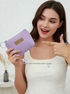 Nueva Cartera Mini Bolso de Mano para Mujer, Monedero de Pana con Portallaves, Bolsa Pequeña y Elegante para Uso Diario, Accesorio Estiloso para Damas