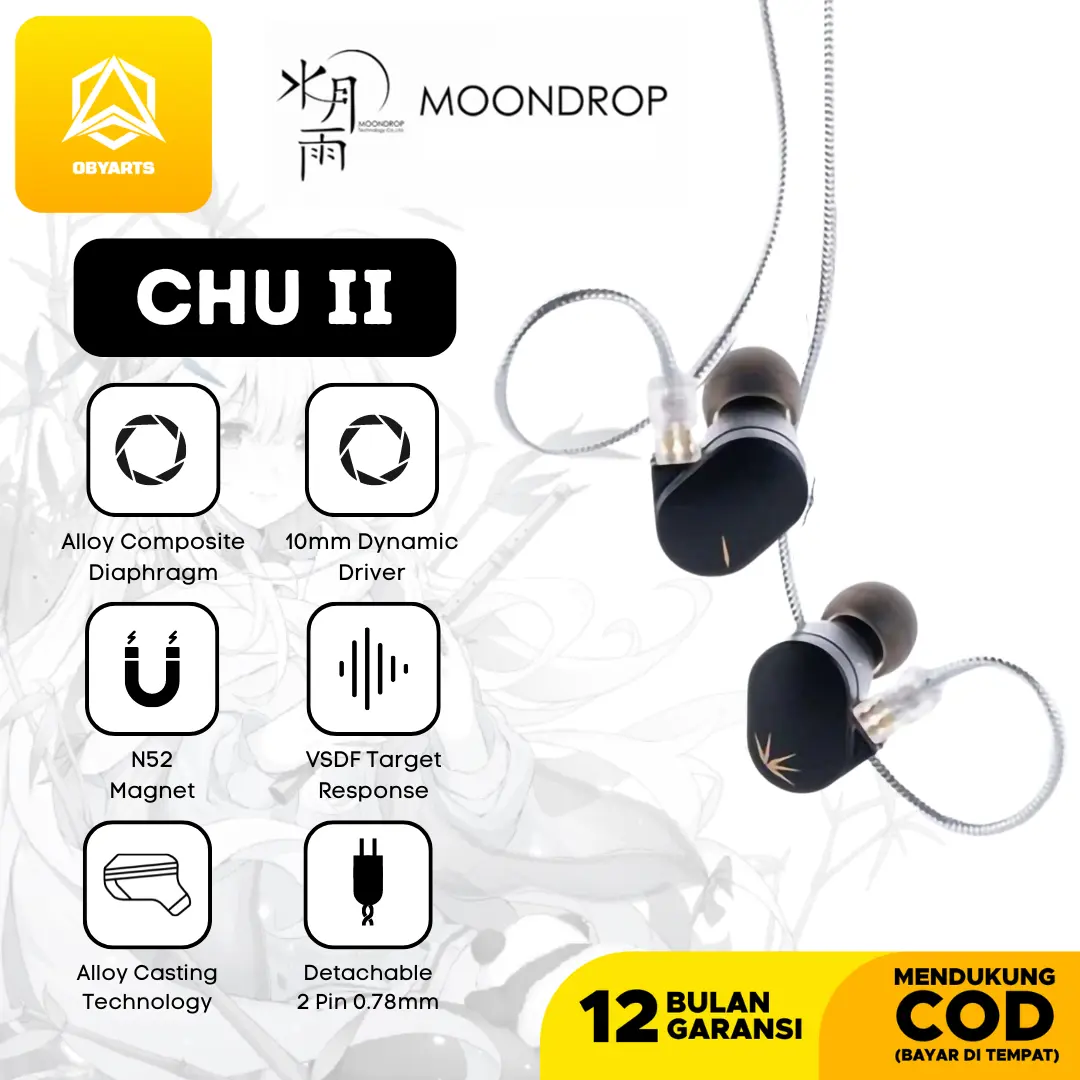 MOONDROP CHU 2 / CHU II / CHU2 Dynamic Driver in Ear Monitor Earphone Detachable Headset Stereo
