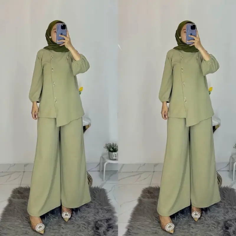 Setelan Wanita Lapina Set Celana Cutbray Cringkel Air Flow Jumbo Set | Setelan Wanita Celana Cutbray Cringkel Air Flow | COD 4