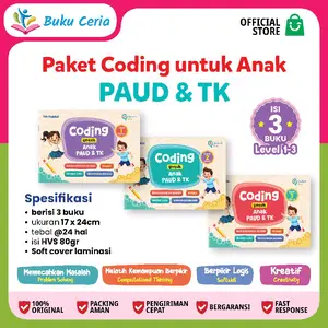 Paket Buku Coding untuk Anak Paud dan Tk isi 3 buku || 3 Buku Coding for kids || Coding untuk anak Tk II Paket Coding Super Lengkap anak usia 3 - 10 Tahun II buku edukasi anak II buku anak tk dan paud