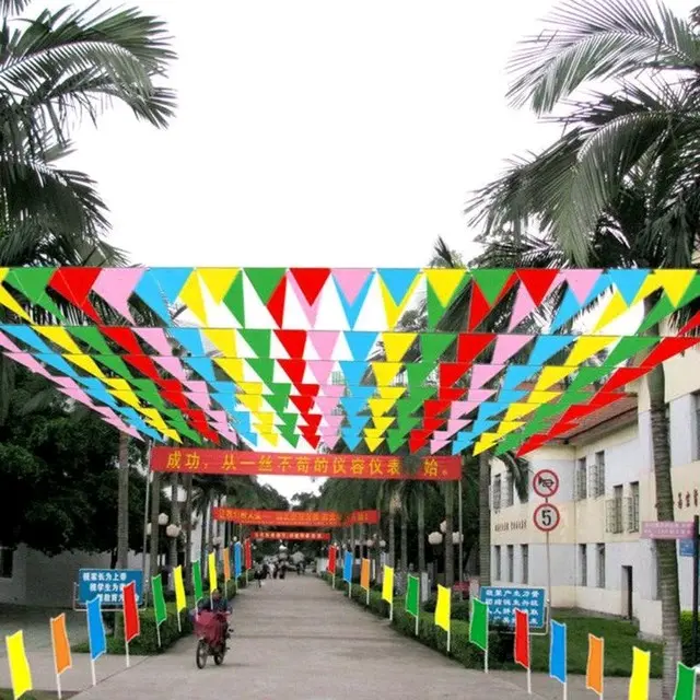 50 Meter Bendera Renteng Kain Bendera Segitiga Warna Warni 3