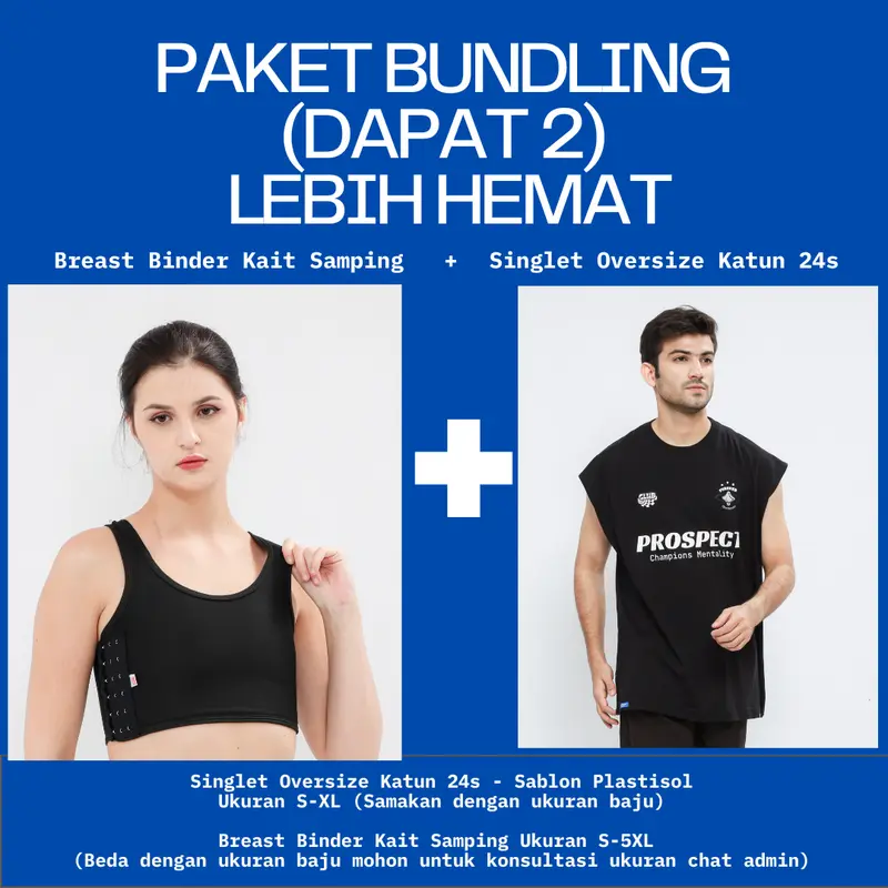 Paket Duo Dapat 2 (Kaos Singlet Tanktop + Breast Binder Kait Samping) 1