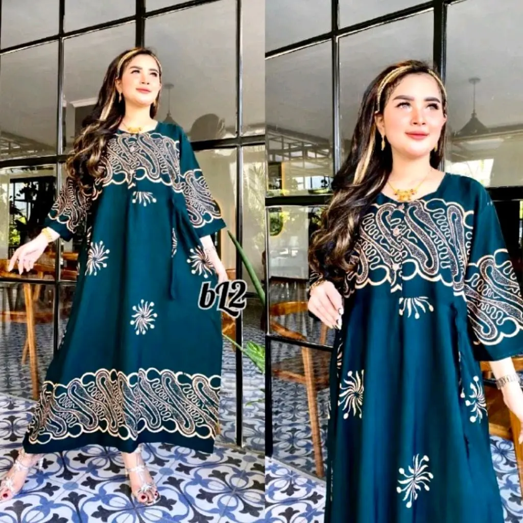 Daster Chibi Wanita Jumbo Terbaru Bahan Rayon Premium Lengan 3/4 Busui LD 120 Motif Cantik Nyaman Printing Panjang Santai Lembut Ibu