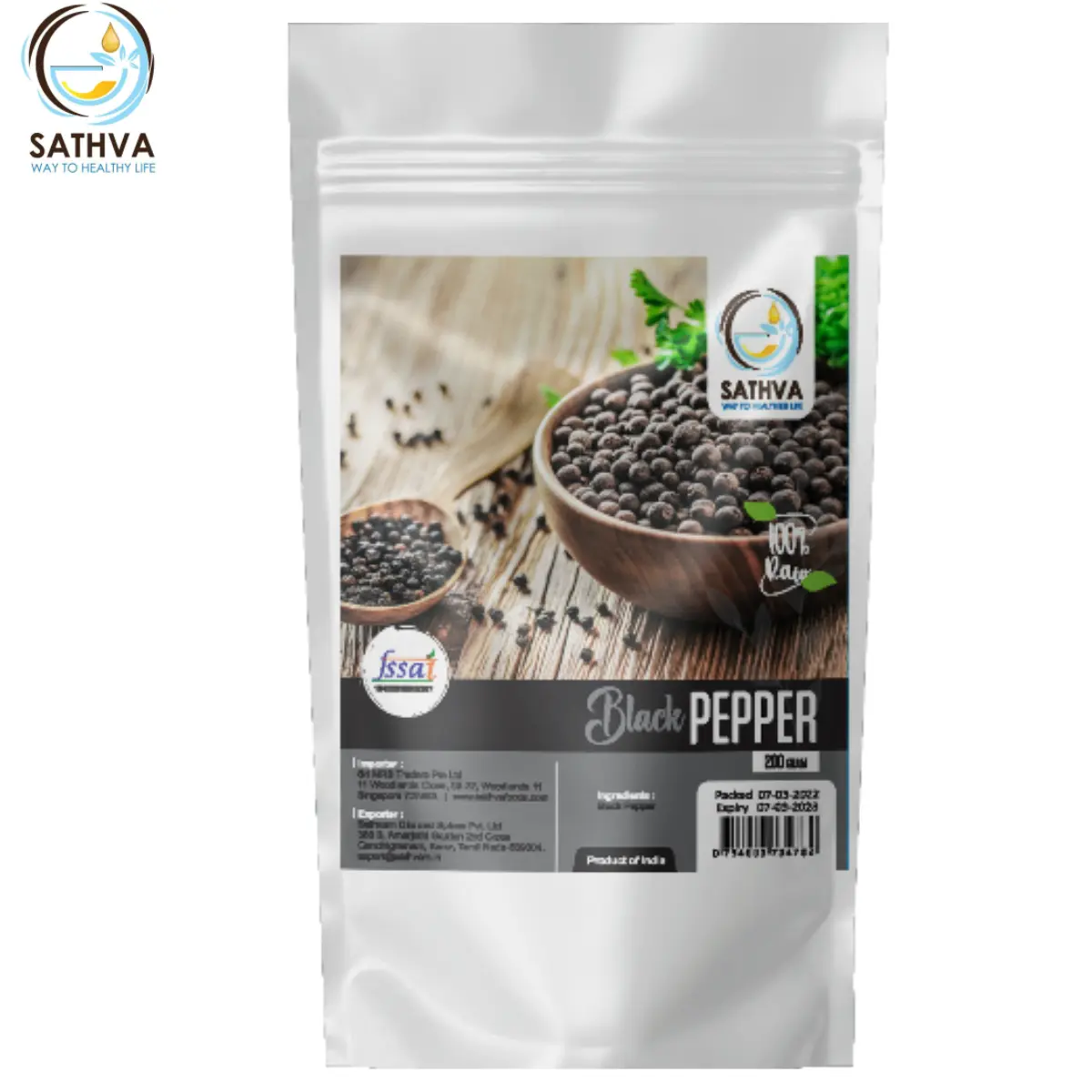 Sathva Black Pepper - 100g Flavor Spice Natural