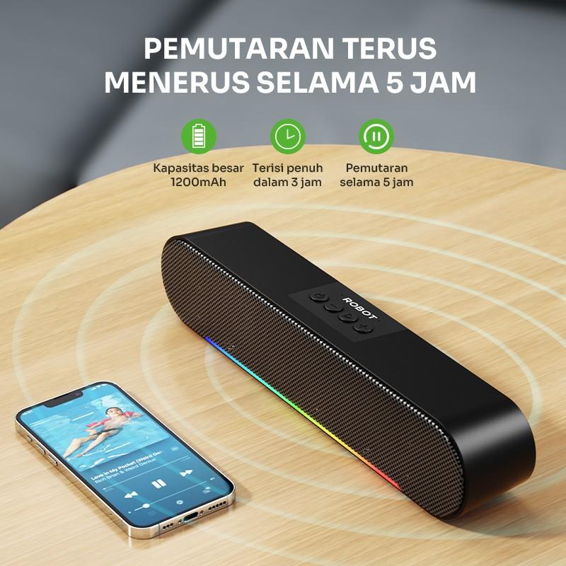 Product Introduction of ROBOT Soundbar Speaker Bluetooth RB-290 Series Dual Extra Bass 10W , WIth RGB Color , Wireless Black Color Original Garansi Resmi 1 Tahun 14