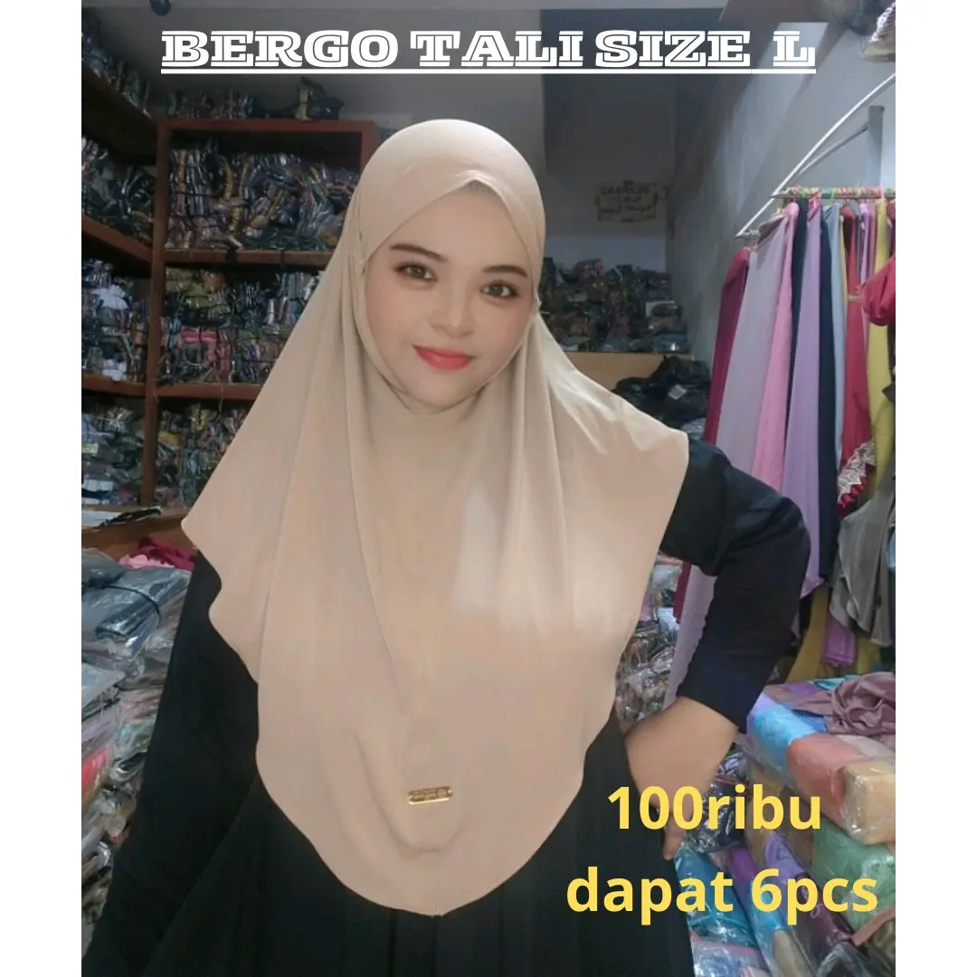 (isi 6 pcs)Bergo Jersey L arina hijab Kerudung Instan Muslim Nyaman