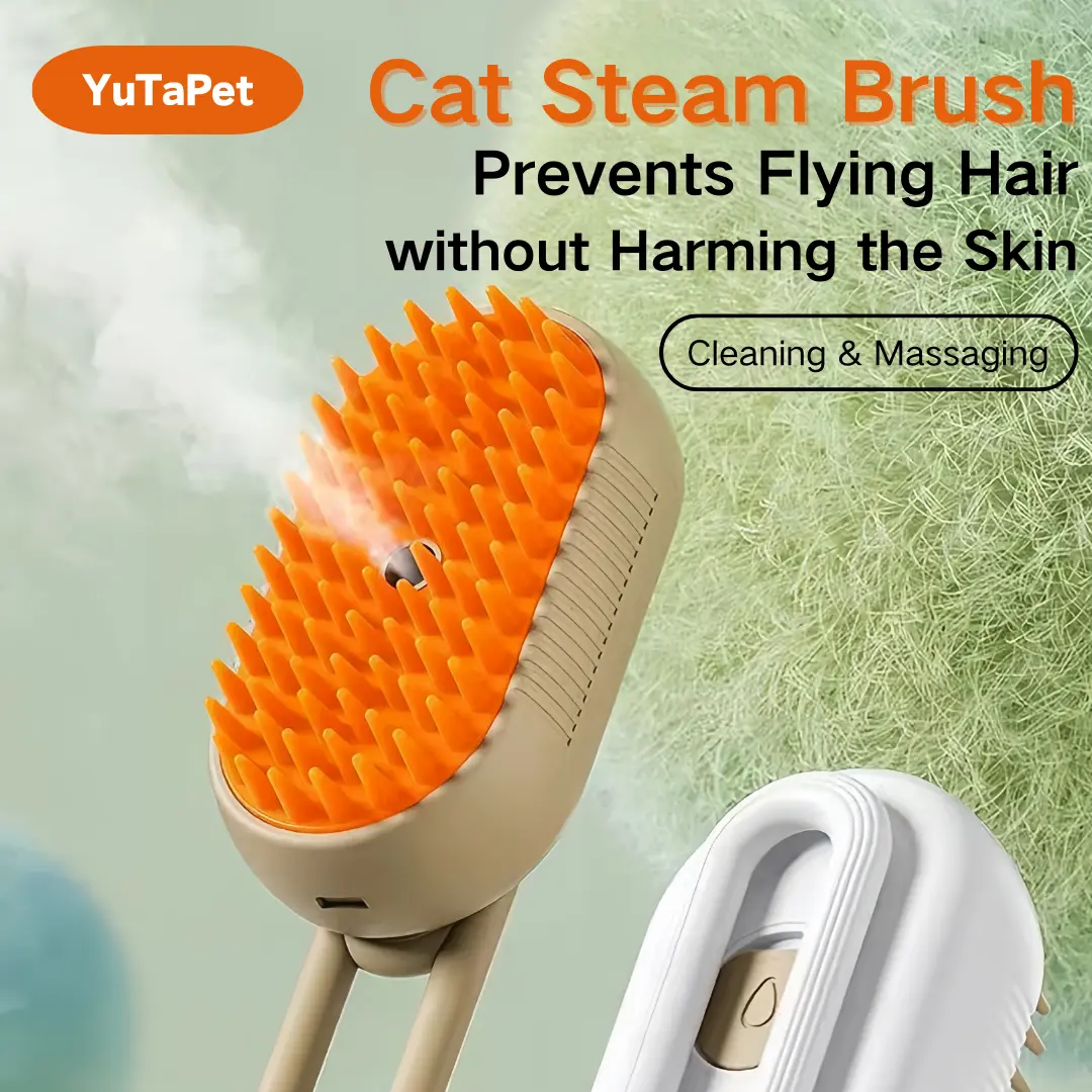 Cat Steam Brush,3-in-1 Hair Comb Self-Cleaning Pet Grooming Tool for Long and Short Hair Cats and Dogs, with Steamy Massage Shedding Relief