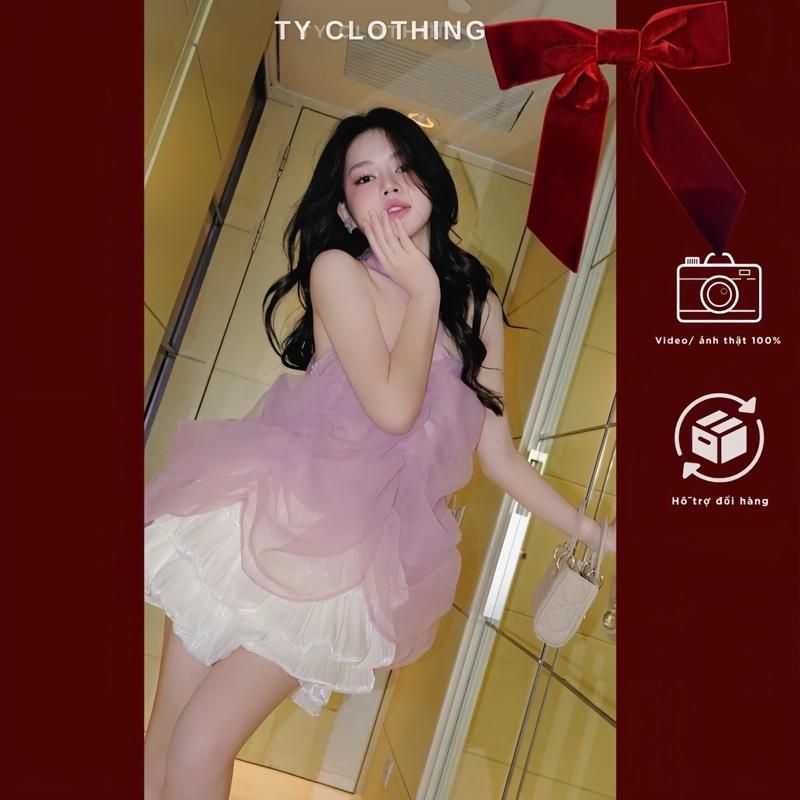 TY CLOTHING Set Đồ Nữ Đi Tiệc Sang Chảnh - Hàng Thiết Kế - Màu Tím Cv Trắng