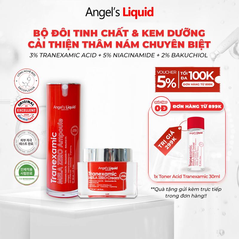 [LIVE] Bộ Sản Phẩm Serum & Kem Dưỡng Cải Thiện Thâm Nám Chuyên Biệt Angel's Liquid Tranexamic Acid Mela Zero (ĐỎ)