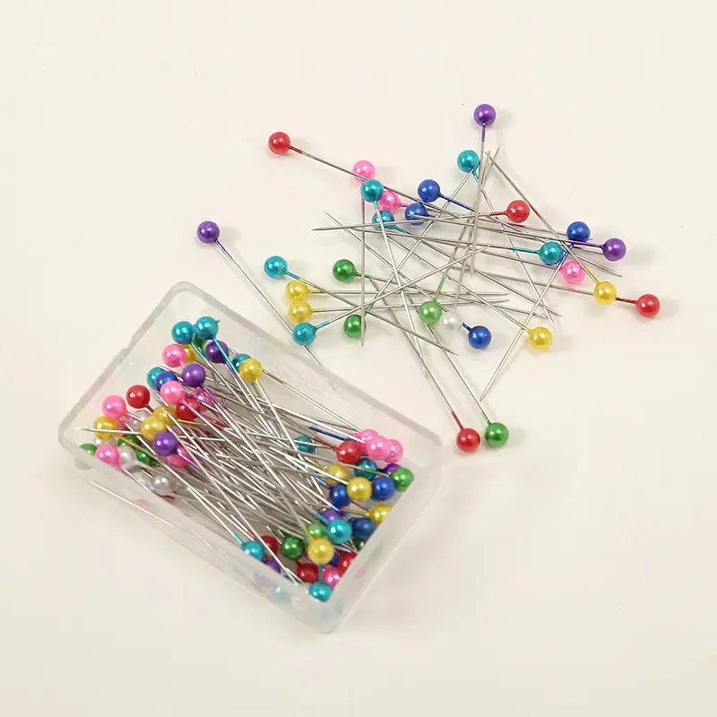 RIMAIRE 100PCS Premium Hijab Pins Color-Plated Pearl Scarf Box