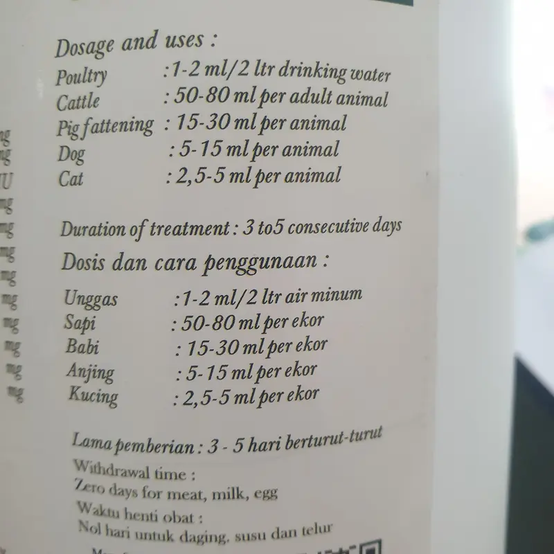 [VITAMIN UNGGAS, SAPI, BABI, ANJING, DAN KUCING] BENNEFIT PLUS 1 LITER 5