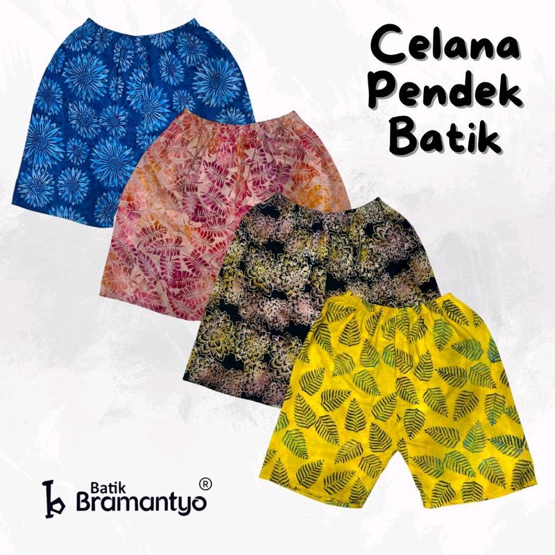 Bramantyo Store - Celana Pendek Dewasa Batik Solo Batik Cap Shorts Motif Santai 0