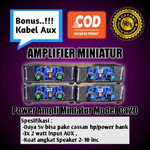 Ampli mini Model CA20 2X3watt stereo daya 5volt Amplifier Speakers