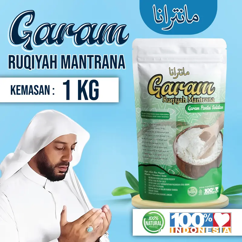Garam Ruqyah Mantrana 1kg - Menetralisir Aura Negatif, Energi, dan Gangguan Jin - Hitam, Food 0