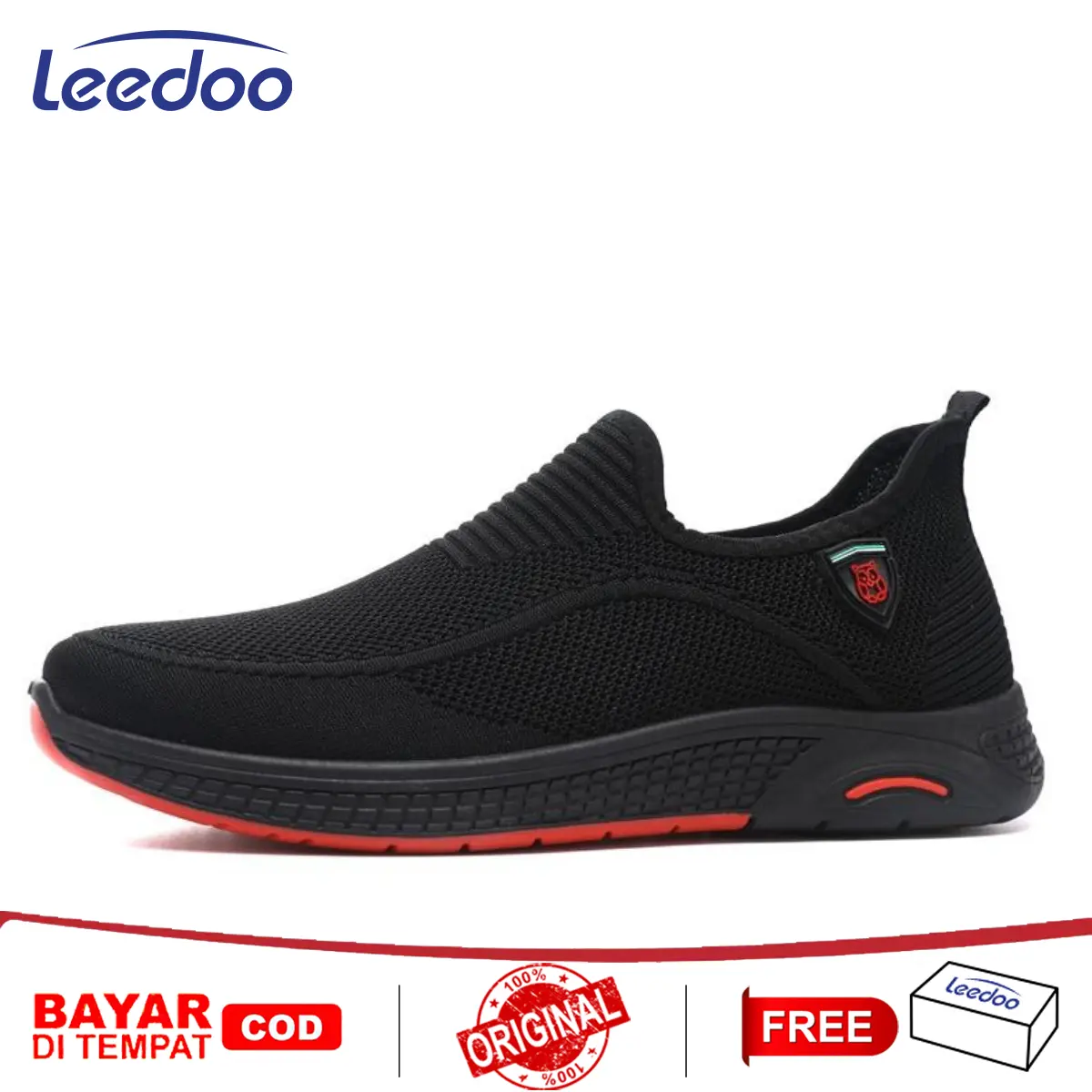 Leedoo Slip On Pria Sepatu Sneakers Pria Running Shoes Fashion Pria Sepatu Pria Hitam Casual Sepatu Sekolah Siswa MR131