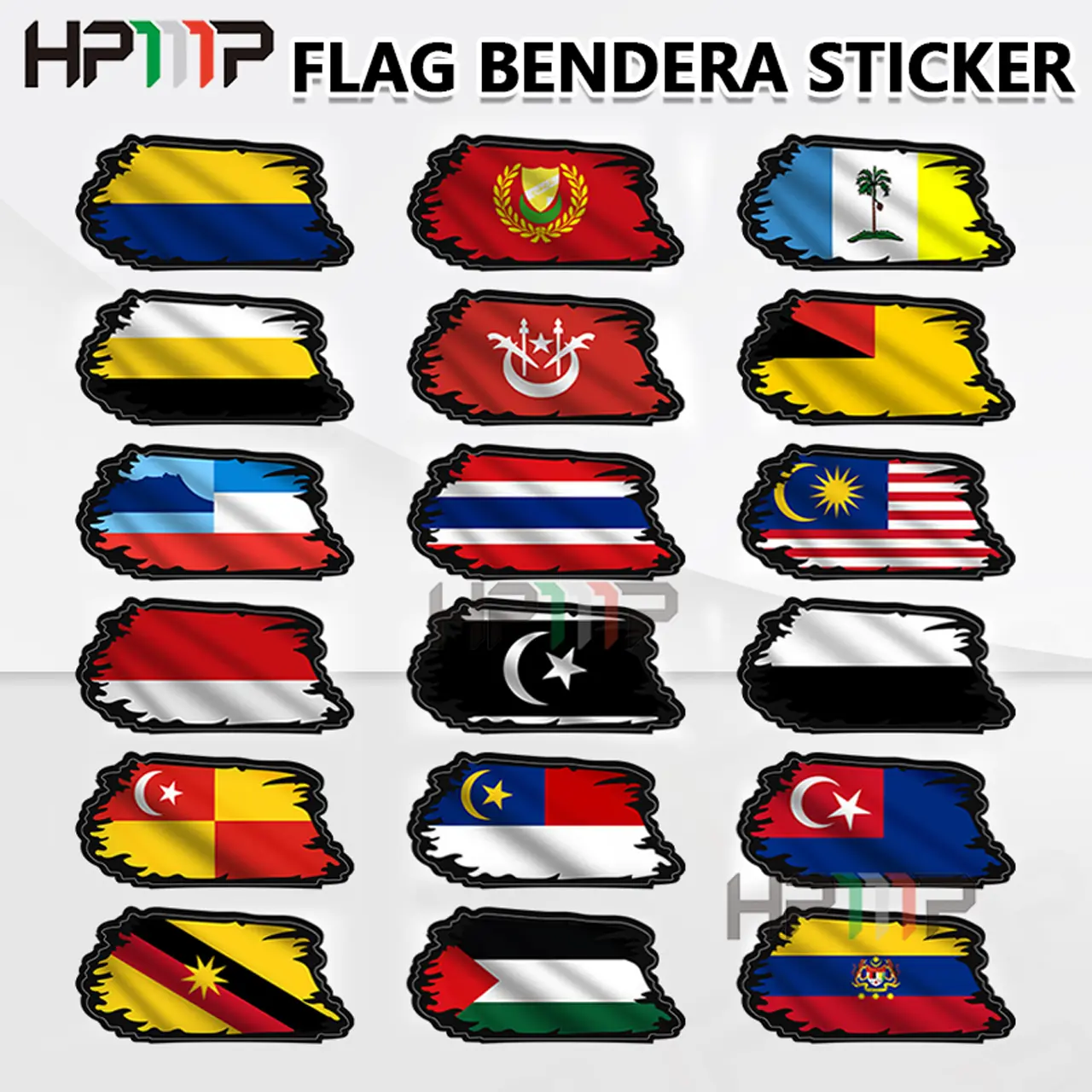 UNIVERSAL FLAG STICKER STATES AND NATIONAL CAR MOTOR KERETA