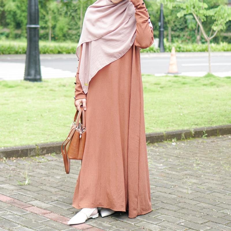 Zulfa Abaya Gamis Simple Wanita Syari Dress Basic Bahan Crinkle Airflow – Bahan Premium untuk Busui dan Wudhu Friendly dengan Model Cuttingan A-Line 1