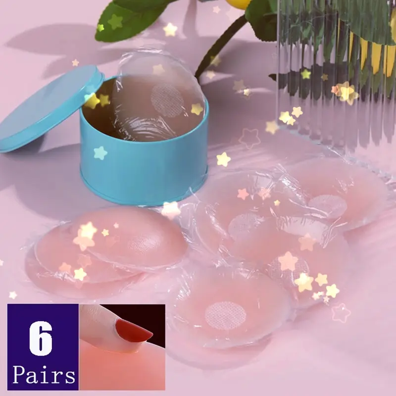 Stiker Dada Berperekat Silikon Ramah Lingkungan Berbentuk Bunga Plum Bulat/Stiker Payudara Tak Terlihat Wanita Bra Bh 0