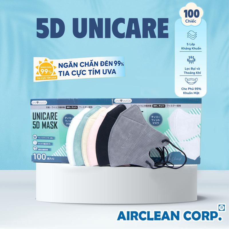 Thùng 100 Chiếc Khẩu Trang 5D UNICARE 3 Lớp Kháng Khuẩn