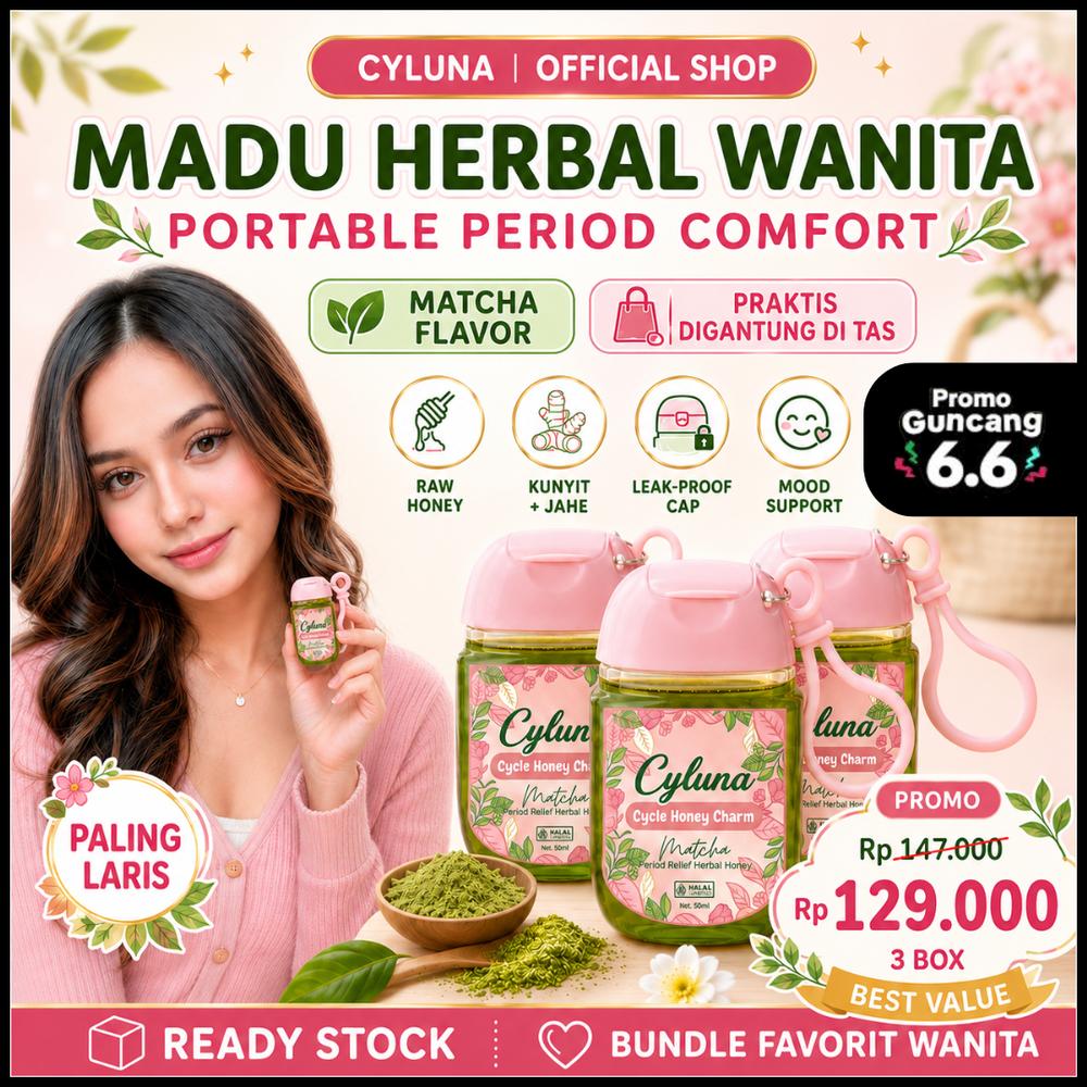 [PROMO HEMAT 3 Botol] CYLUNA Madu Matcha Wanita Bantu Atasi Siklus 50ml - Perawatan Feminine Portable Period Comfort - 1 Botol