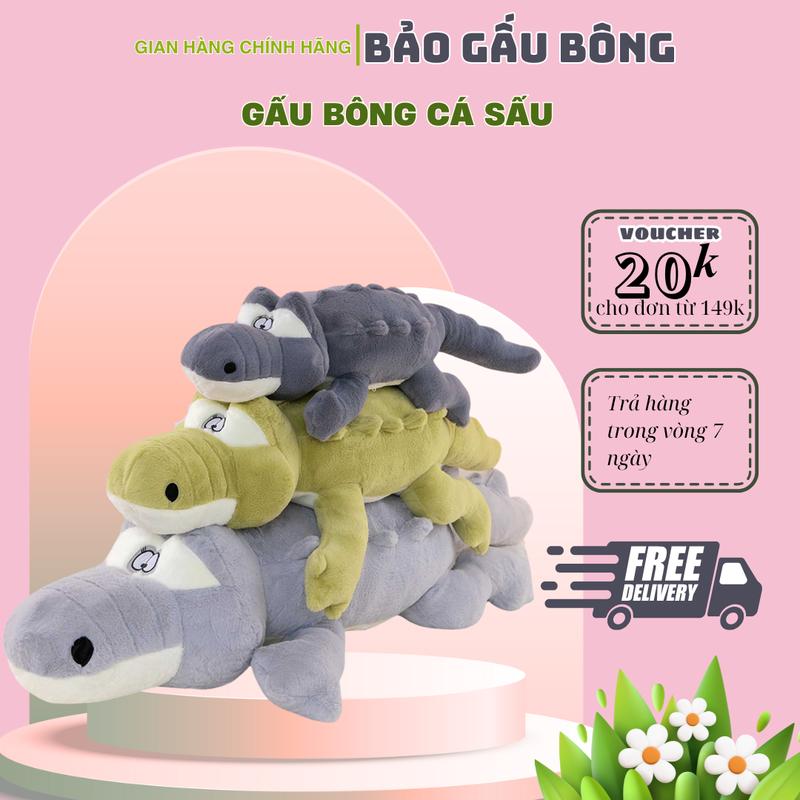 Gấu bông Cá Sấu Lông Xù , lông mịn  ,  gối ôm đồ chơi Thú Nhồi Bông Thú Bông