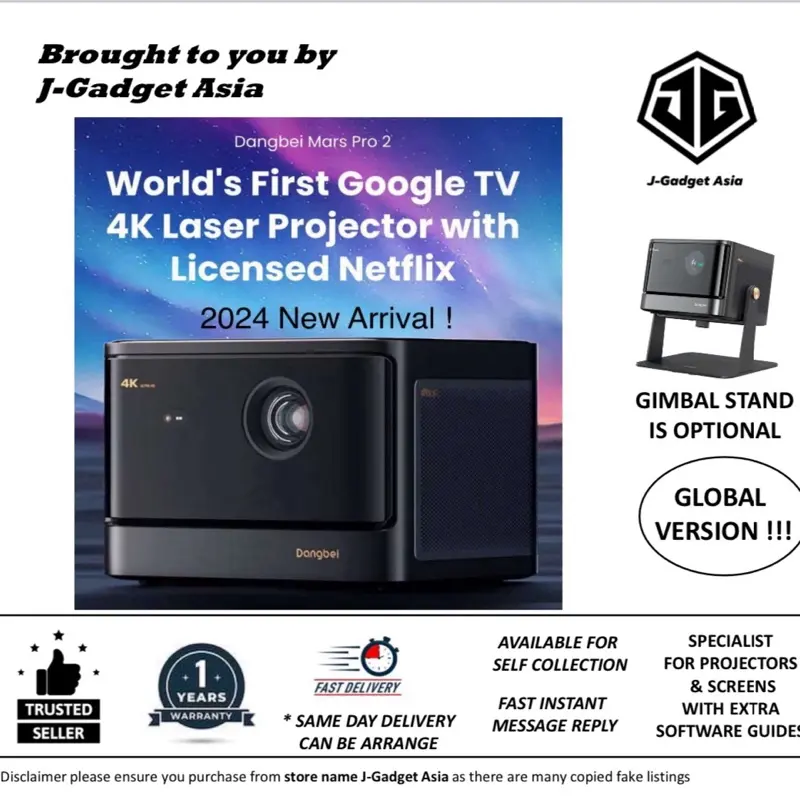 Dangbei DBOX02(Mars Pro 2) World's First Google TV 4K Laser Projector with Licensed Netflix (1 Year Warranty)