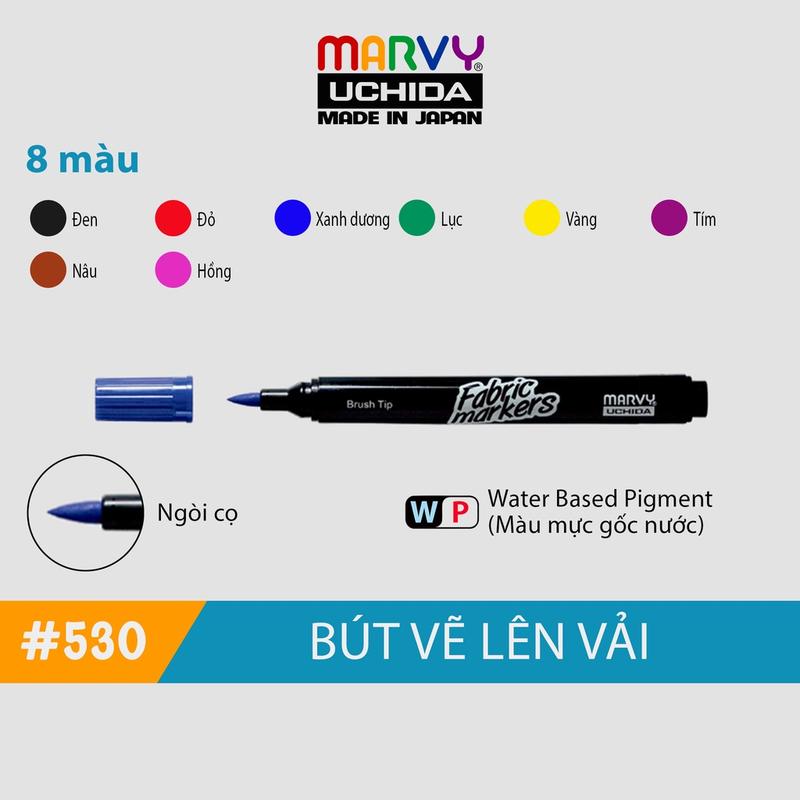 Bút vẽ vải Marvy Uchida 530 ngòi cọ không bay màu chuyên dụng cho thiết kế thời trang