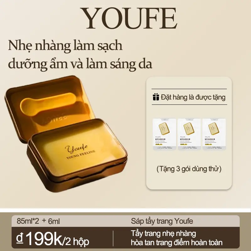 [2 hộp 199k] Sáp tẩy trang YOUFE,Làm sạch sâu,dịu nhẹ,không kích ứng,không gây mụn-Phù hợp mọi loại da-Nước dầu-kem tẩy Trang-Cosmetic-85ml+2ml*3