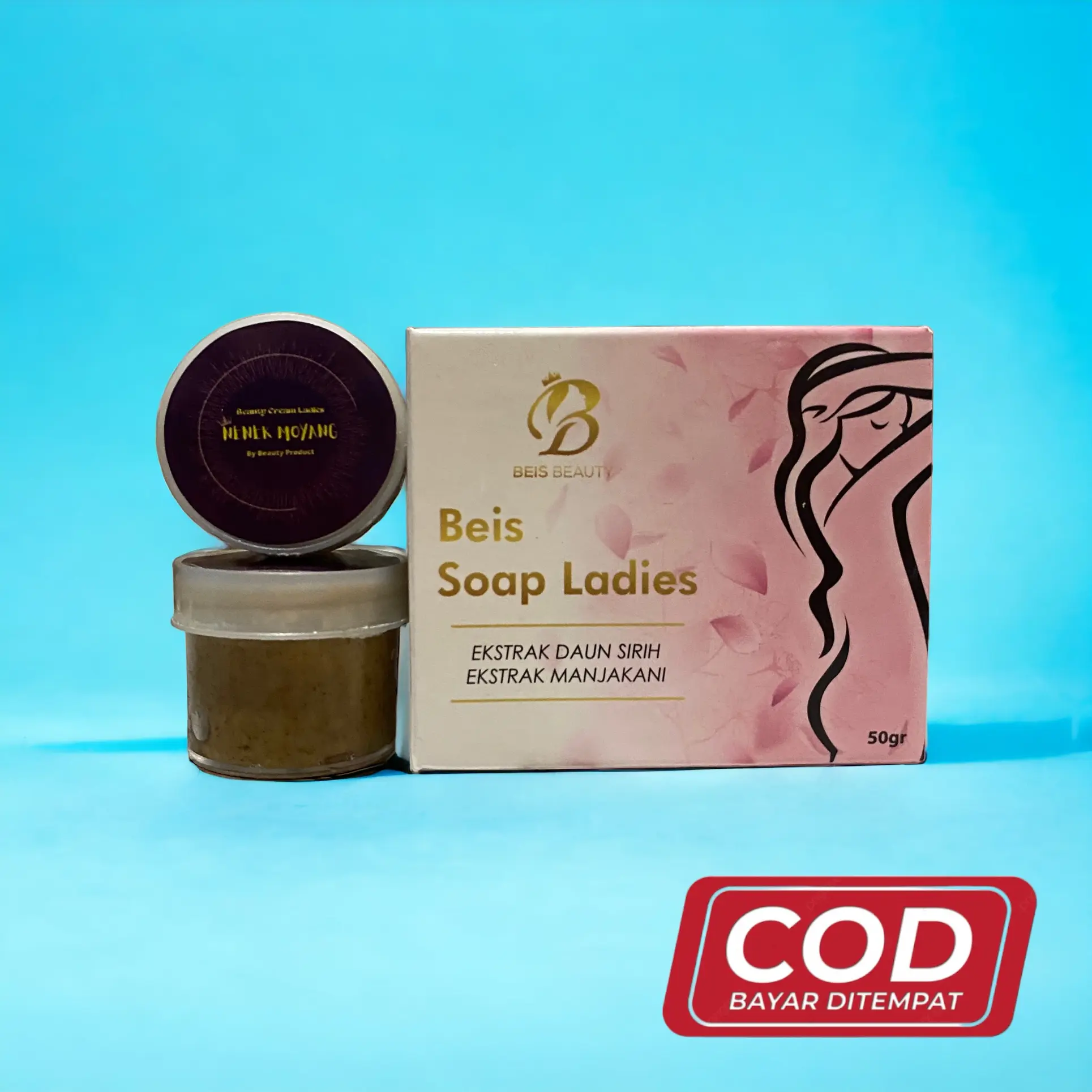 Paket Beis Soap Ladies & Beauty Cream Ladies Pot Bening. 1 pcs Sabun & 1 pcs Cream Pot Bening.