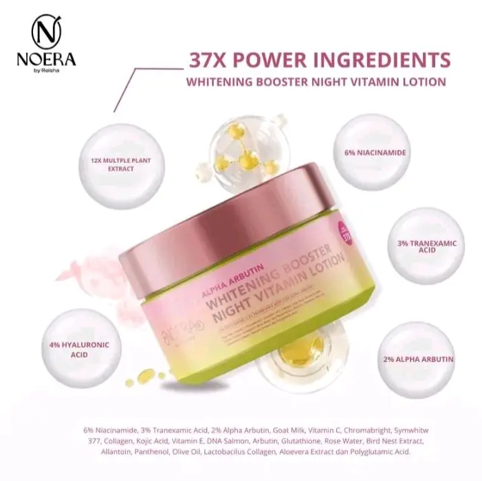 NOERA ALFA ARBUTIN WHITENING BOOSTER  Perawatan Tubuh untuk mencerah kan kulit agar tetap sehat dan lembut 1