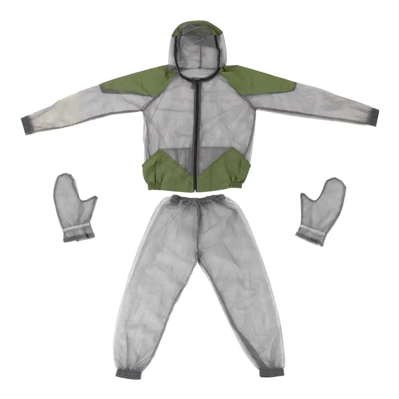 Outdoor Mosquito Repellent Suit Bug Jacket Mesh Hooded Suits Fishing Hunting Camping Jacket Insect Protective Mesh Gloves Pants