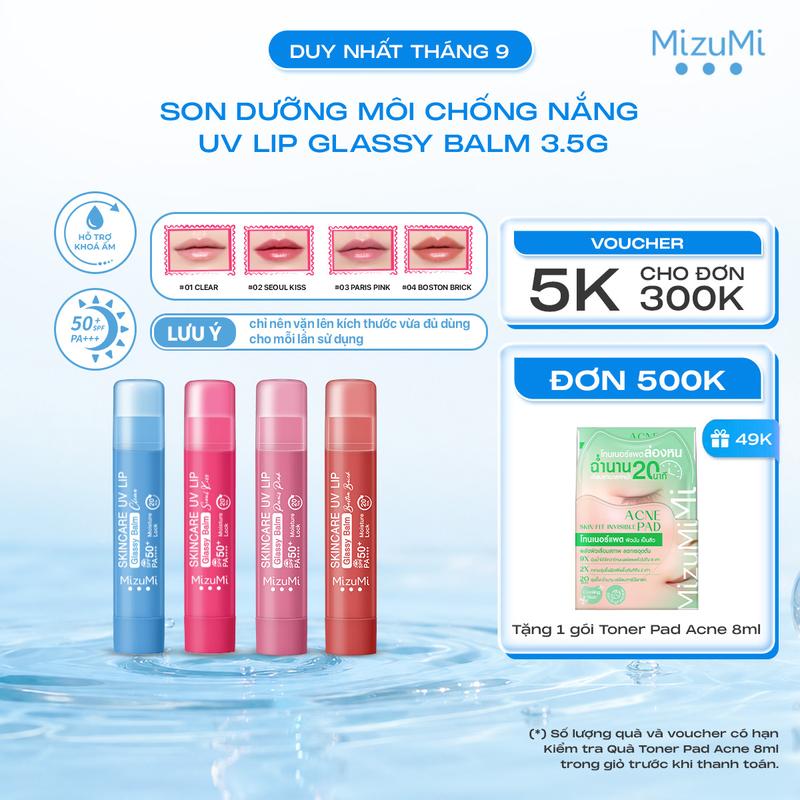 Son Dưỡng Môi Chống Nắng MizuMi Skincare UV Lip Glassy Balm 3.5g