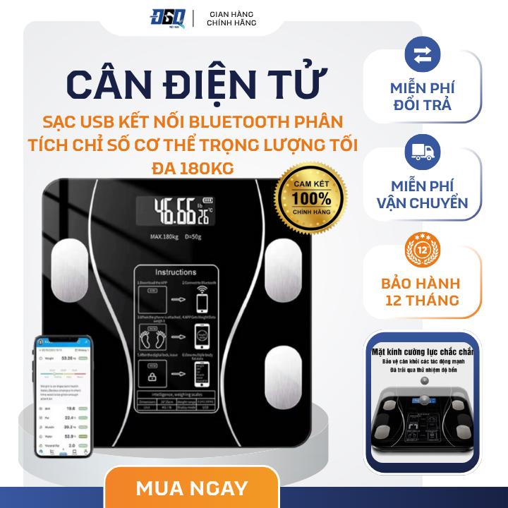 Cân Điện Tử Sức Khỏe Thông Minh - Sạc USB Kết Nối Bluetooth - Theo Dõi