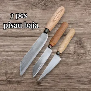 Harga murah 1 paket pisau dapur bahan baja gergaji selendang isi 3pcs