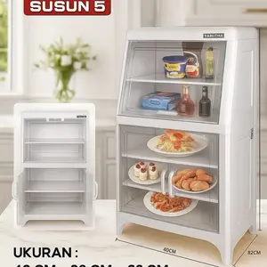 Tabitha Rak Kabinet Voyah 3 & 5 Rak Susun Penyimpanan Makanan Serbaguna Food Grade untuk Dapur Modern