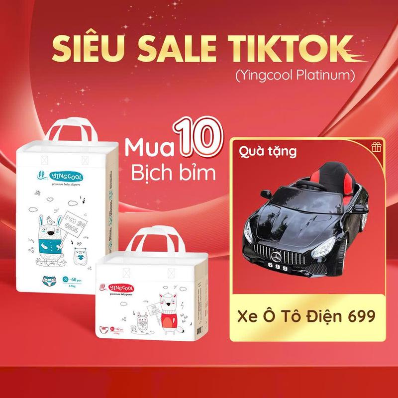 [ Tặng Xe Ô tô Điện 699 - Combo 10b ] Bỉm YINGCOOL Size NB64/SD60/MD56/MQ50/L48/XL44/XXL42/XXXL40