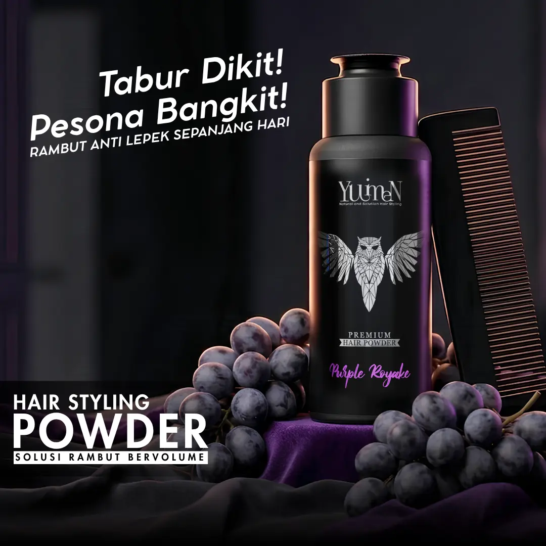 YUIMEN Hair Powder Pria Premium - Styling Rambut Bervolume & Anti Lepek - Aroma Grape - Bubuk Penata Rambut