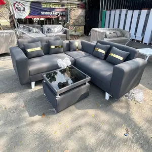 Sofa L sudut minimalis + bantal list gold