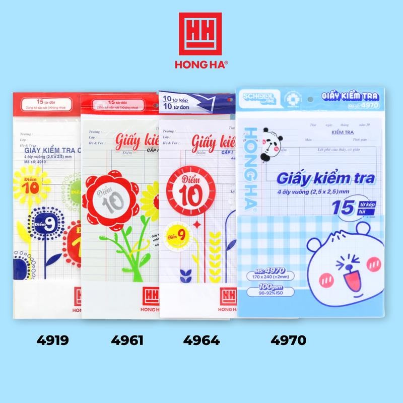 Tập Giấy Kiểm Tra 4 Ôly Hồng Hà Chất Lượng Cao Dành Cho Cấp 1 - 4919 4961 4964 4970