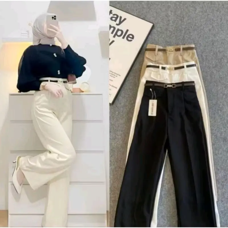 ENKHA Fashion - ORO PANTS - Loose Pants Trouser Wanita - Celana Anti Kusut - Celana Kulot Wanita