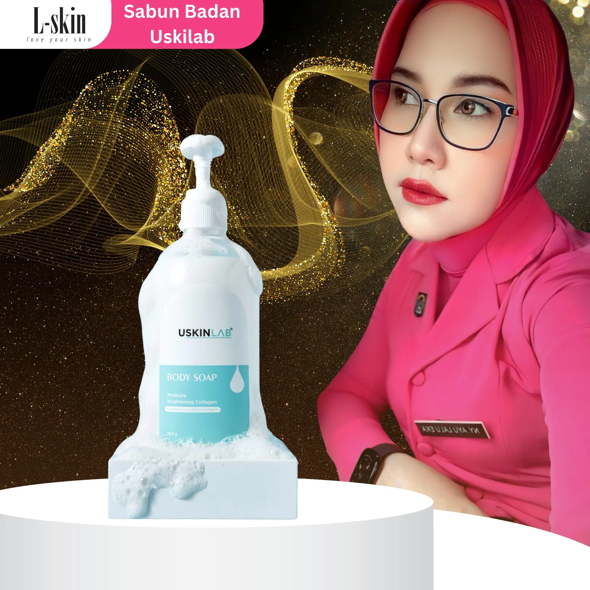 Body Wash Sabun Badan Uskinlab x Lskin Bodi Soap Pemutih Badan Ampuh Mencerahkan dan Memutihkan Badan Menyeluruh Kulit Tangan