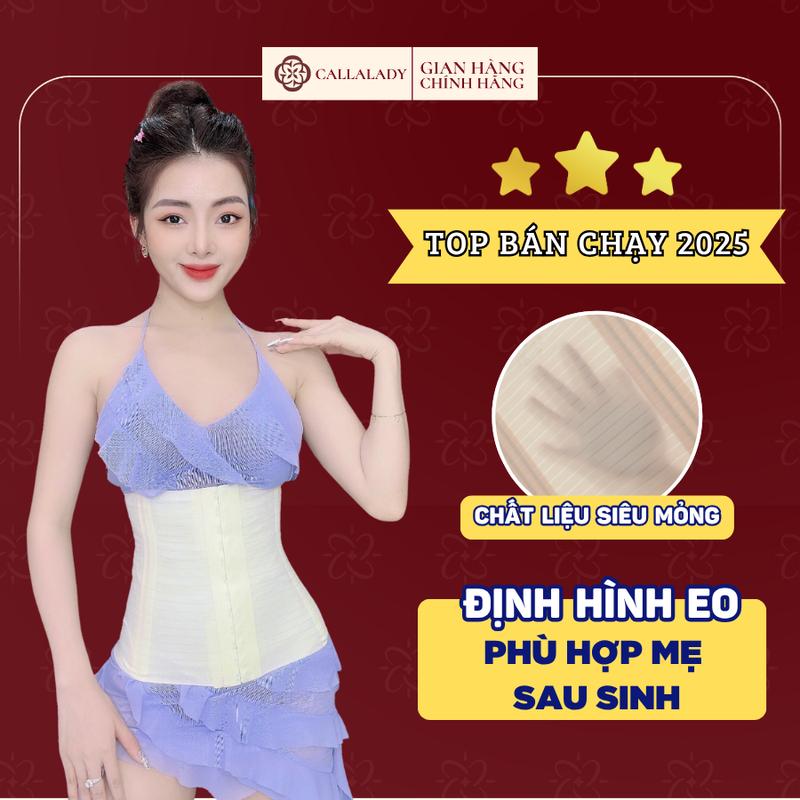 Đai Nịt Bụng Latex Callalady chất liệu đúc su thoáng mát mỏng nhẹ chống lộ có 8 thanh xương chống cuộn